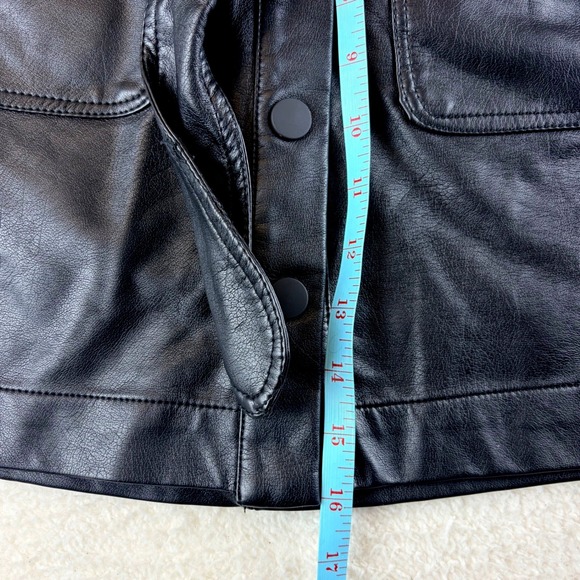 tgla Black Vegan Leather Button Front Tie Waist Mini Skirt Size Small - Picture 8 of 8